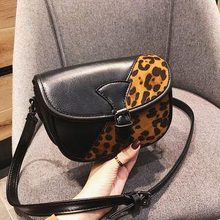 Leopard Print Panel Crossbody Bag