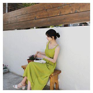 Sleeveless Pintuck-detail Dress