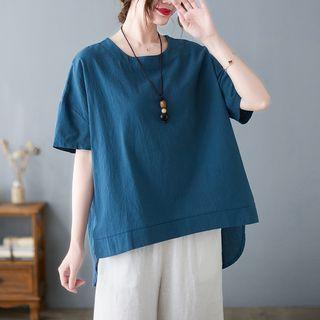 Short-sleeve High Low Blouse