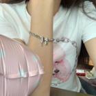 Bow Glaze Stainless Steel Bracelet Pink & Silver - One Size