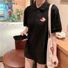Short-sleeve Pig Embroidered Top