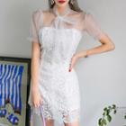 Short-sleeve Mini Lace Sheath Dress
