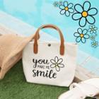 Letter Canvas Tote Bag With Strap