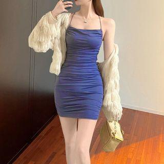 Open-back Ruched Sleeveless Dress