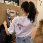 Short-sleeve Palm Tree Embroidered T-shirt