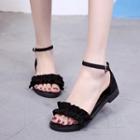 Open Toe Ruffle Accent Ankle Strap Sandals