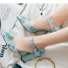 Floral Chunky Heel Pumps