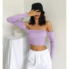 Boatneck Ruffled Knit Tube Top In 6 Colors