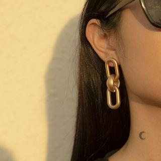 Chunky Chain Dangle Earring 1 Pair - 2123 - Matte Gold - One Size