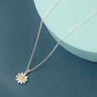 Flower Pendant Sterling Silver Necklace Silver & White & Yellow - One Size