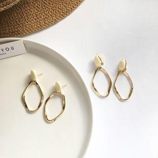 Resin Twisted Alloy Hoop Dangle Earring