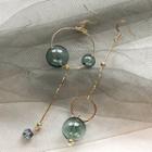 Non-matching Glass Ball Dangle Earring 1 Pair - Blue Bubble - Gold - One Size
