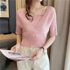 Mock Two Piece Short-sleeve Sweater
