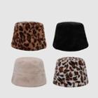 Plain / Leopard Print Chenille Bucket Hat