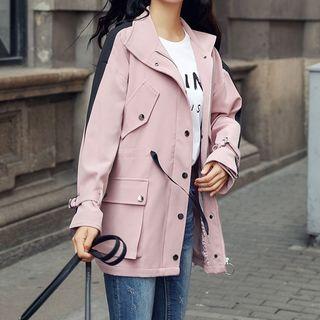 Color-panel Drawstring Cargo Jacket