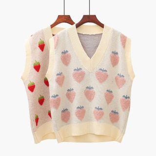 Strawberry Print Knit Vest