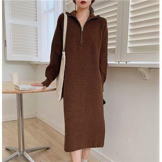 Turtleneck Half-zip Sweater Dress