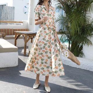 Short-sleeve All-over Print Shirtdress