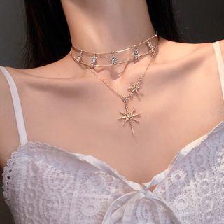 Rhinestone Star Pendant Layered Choker As Shown In Figure - One Size