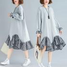 Checked Panel Pullover Dress