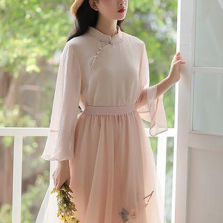 Traditional Chinese 3/4-sleeve Top / Midi Skirt