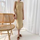 Sleeveless Midi Knit Dress With Cord