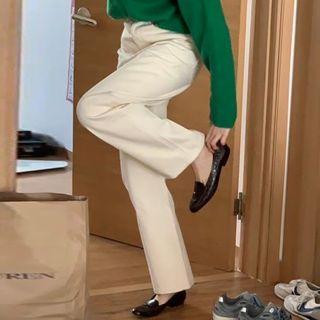 High-waist Plain Straight Jeans