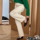 High-waist Plain Straight Jeans