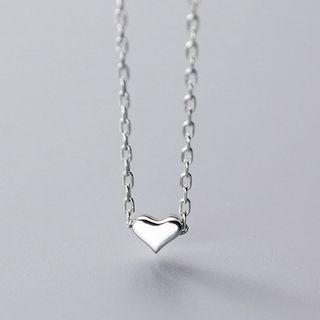 925 Sterling Silver Heart Pendant Necklace S925 Silver - Necklace - One Size
