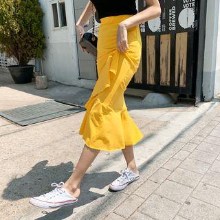 Ruffle-trim Long Mermaid Skirt