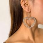 Heart Rhinestone Alloy Dangle Earring 2313 - 1 Pair - Silver - One Size