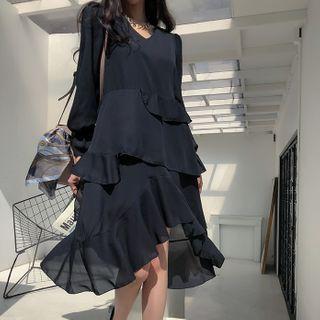 Flounced Tiered Chiffon Dress