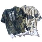 Mock Two-piece Camouflage Short-sleeve T-shirt