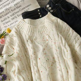 Melange Cable-knit Sweater White - One Size