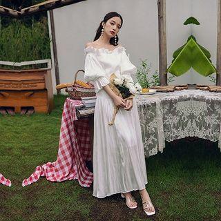 Cold Shoulder Elbow-sleeve Maxi Dress