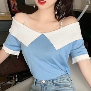 Sailor Collar Off-shoulder Top