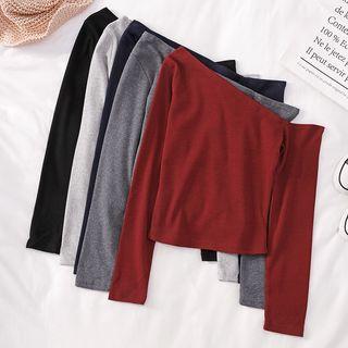 Long Sleeve Off Shoulder Asymmetric Top