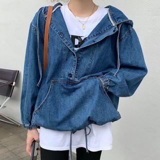 Denim Hooded Sweatshirt