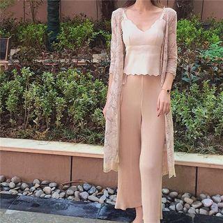 Lace 3/4-sleeve Open Front Light Jacket