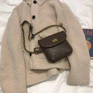 Argyle Stitched Twist Lock Crossbody Bag