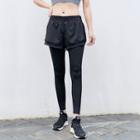 Mock Two-piece Sports Shorts Inset Leggings