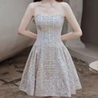 Sequin Tweed Mini A-line Tube Dress