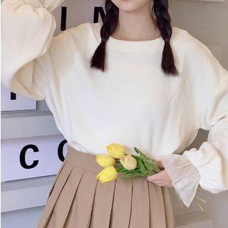 Mesh Cuff Sweatshirt Almond - One Size