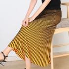 Striped Ombre Midi A-line Knit Skirt