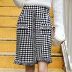 Fringe-trim Print Knit Skirt
