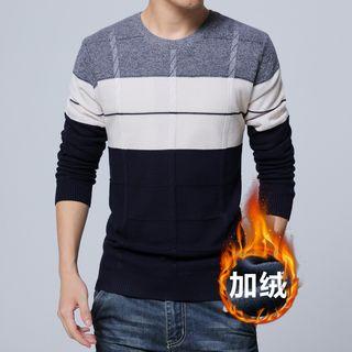 Color-block Fleece-lined Knit Top