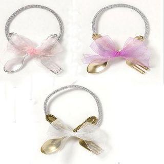 Mini Cutlery Mesh Bow Hair Tie