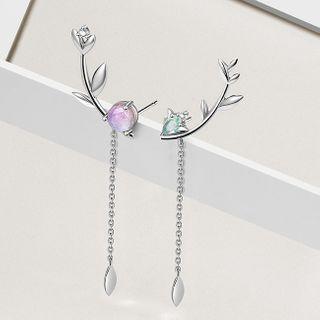 Asymmetrical Faux Crystal Branches Drop Earring 1 Pair - Stud Earring - As Shown In Figure - One Size