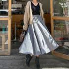 Glen-plaid Long Flare Skirt