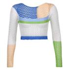 Long-sleeve Color Block Loose-knit Top